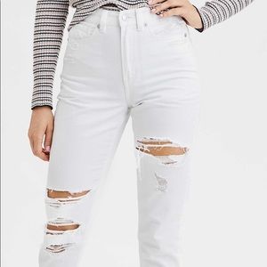 White Distressed Mom Jean